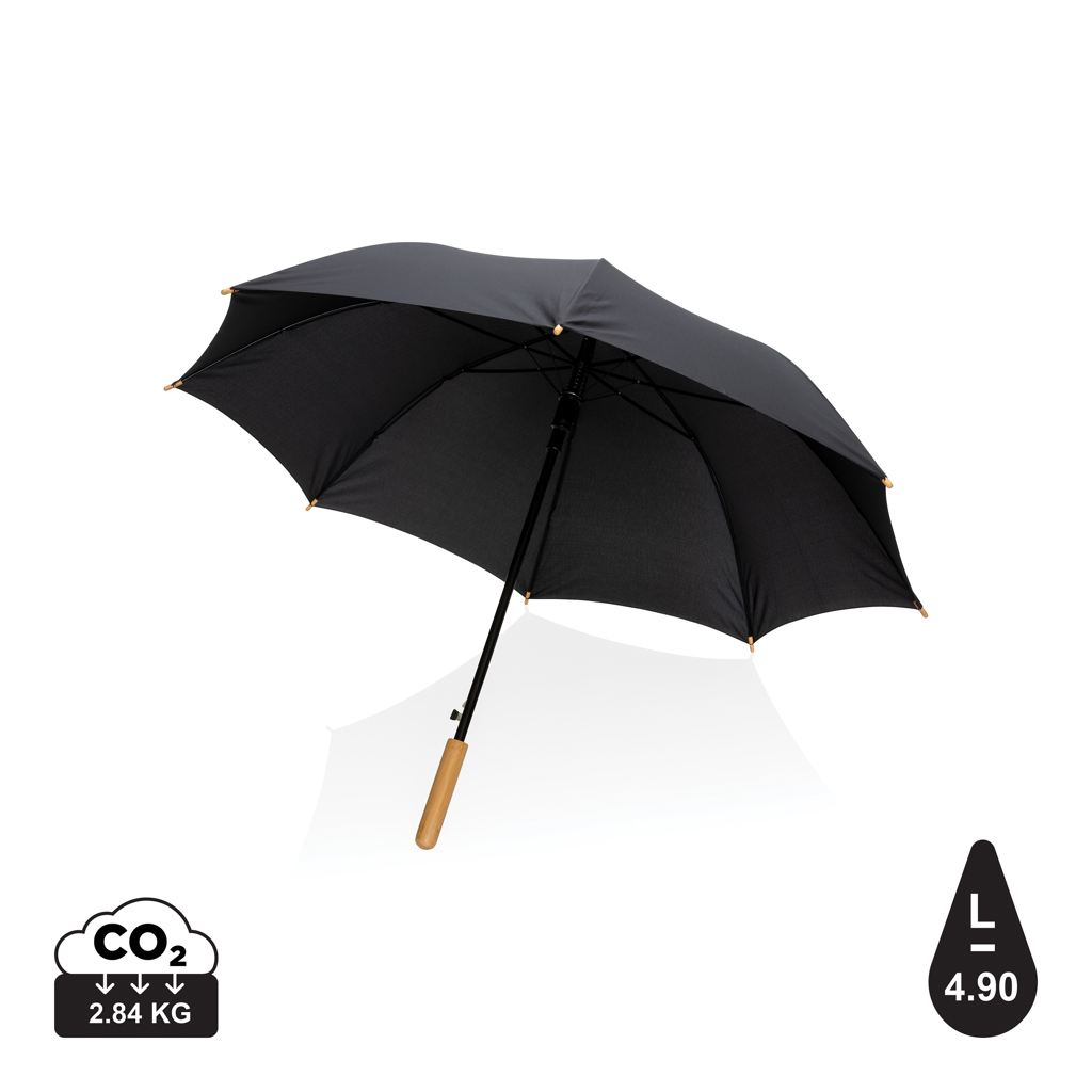 23&quot; bambusový auto-open deštník Impact ze 190T RPET AWARE™ - Černá