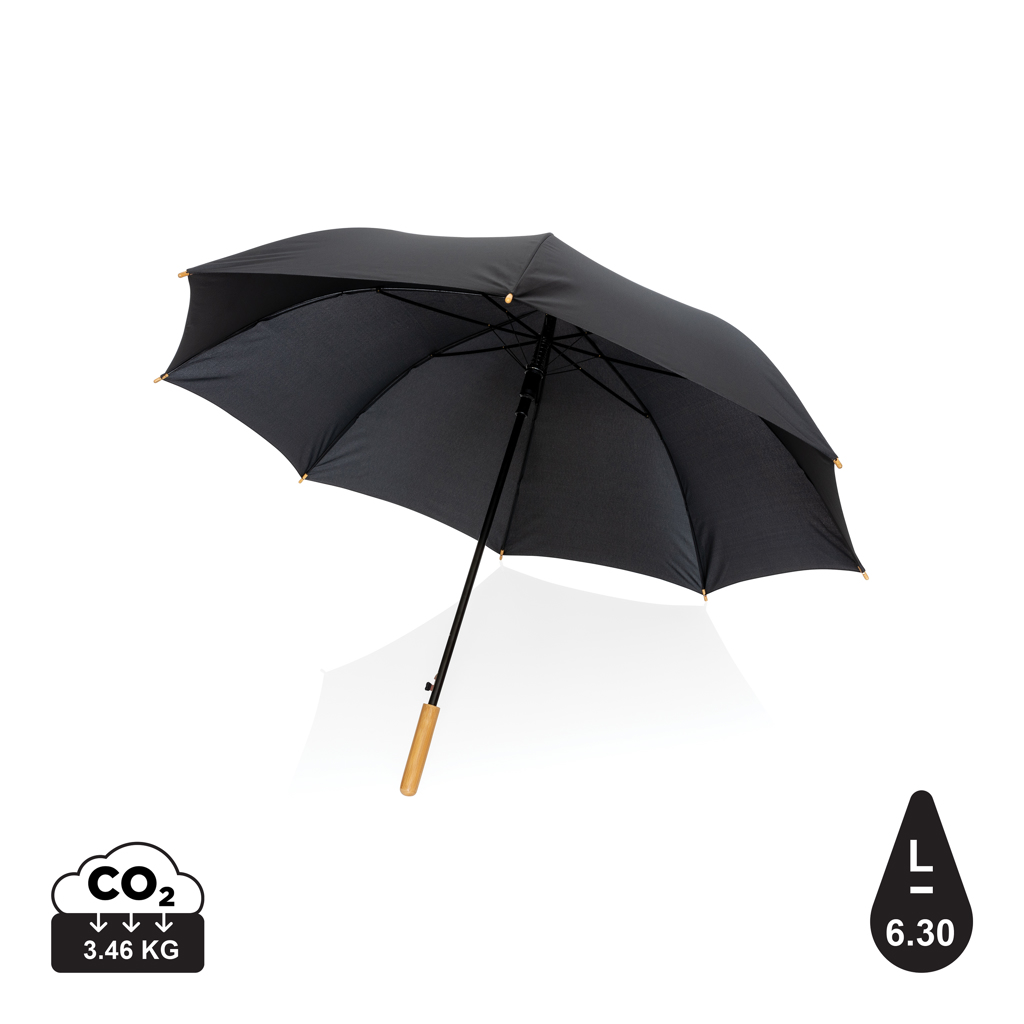 27&quot; bambusový auto-open deštník Impact ze 190T RPET AWARE™ - Černá